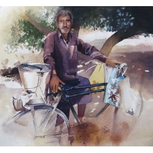 Ishfaq Ali, 11 x 15 Inch, Water Color on Paper, Figurative Painting, AC-ISQ-007